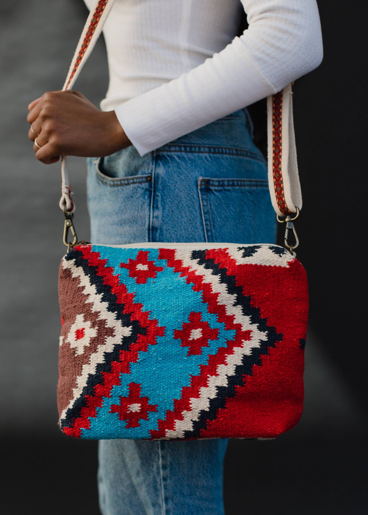 Red & Multicolored Aztec Crossbody