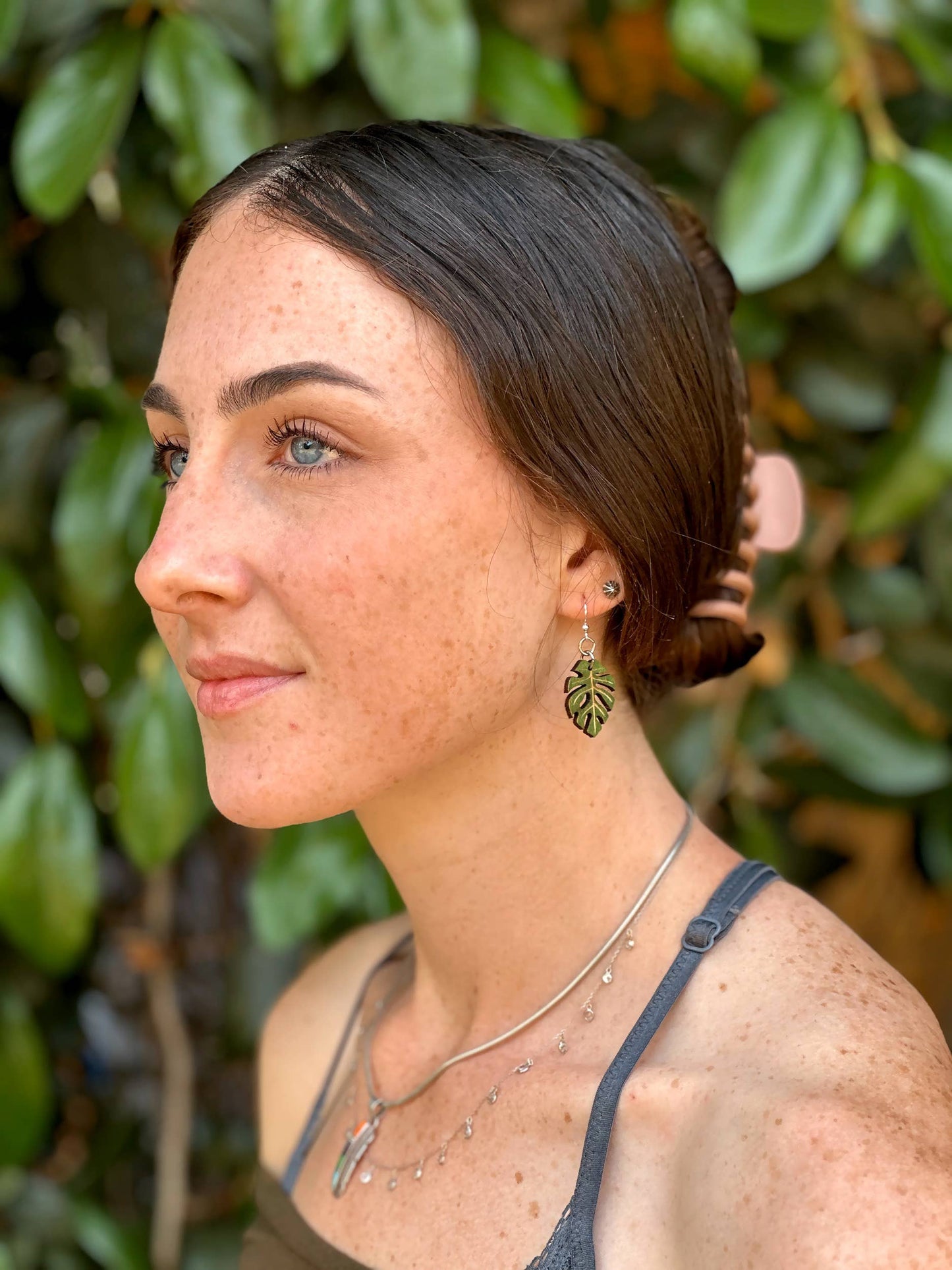 Split Leaf Philodendron Leaf Blossoms Earrings