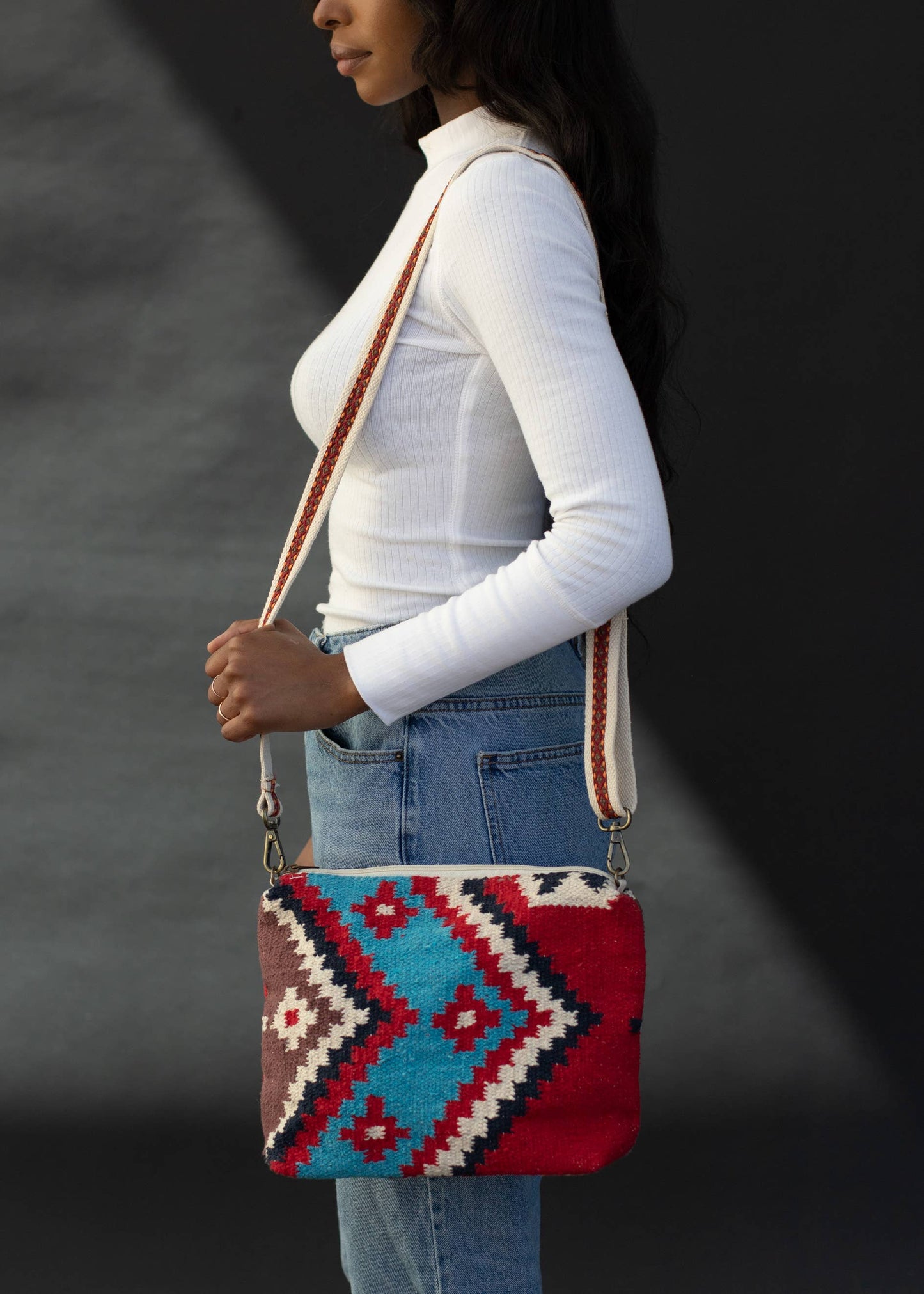 Red & Multicolored Aztec Crossbody