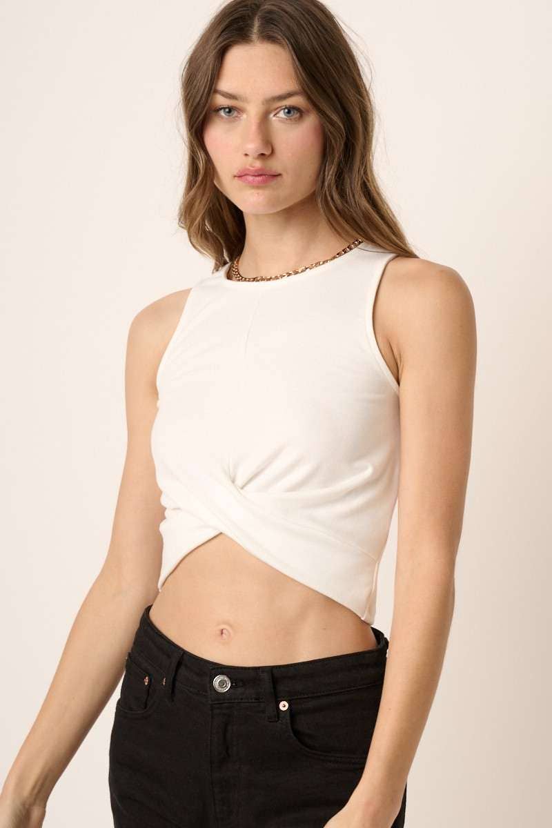 TWIST FRONT SLEEVELESS CROP TOP