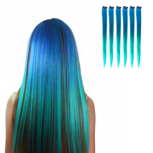 Neptune Teal Blue and Aqua Ombre Clip-in Hair Extension