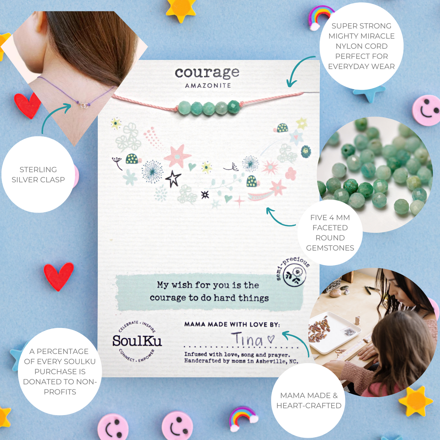 Amazonite Little Wishes Kids Necklace for Courage
