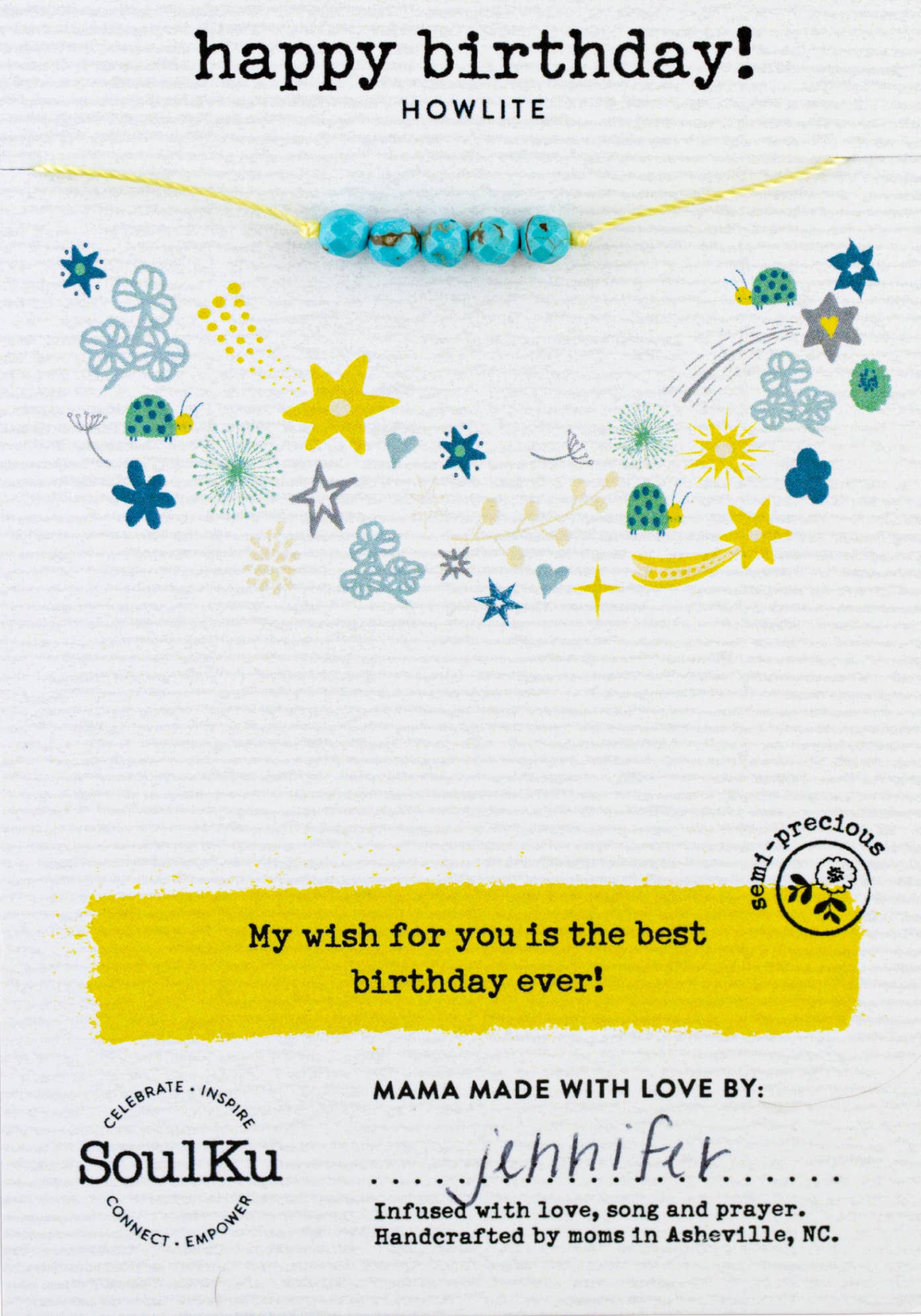 Howlite Little Wishes Kids Necklace Happy Birthday!