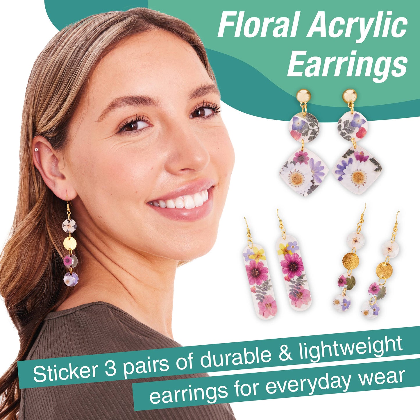 Pressed Floral Earrings - Adult/Kids Craft Kit Makes 3 Pairs