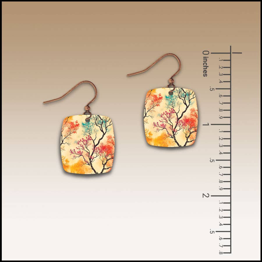 Painter's Tree Button Drop Handmade Earrings
