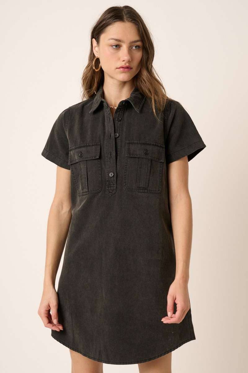 ACID WASH SHIRT DRESS