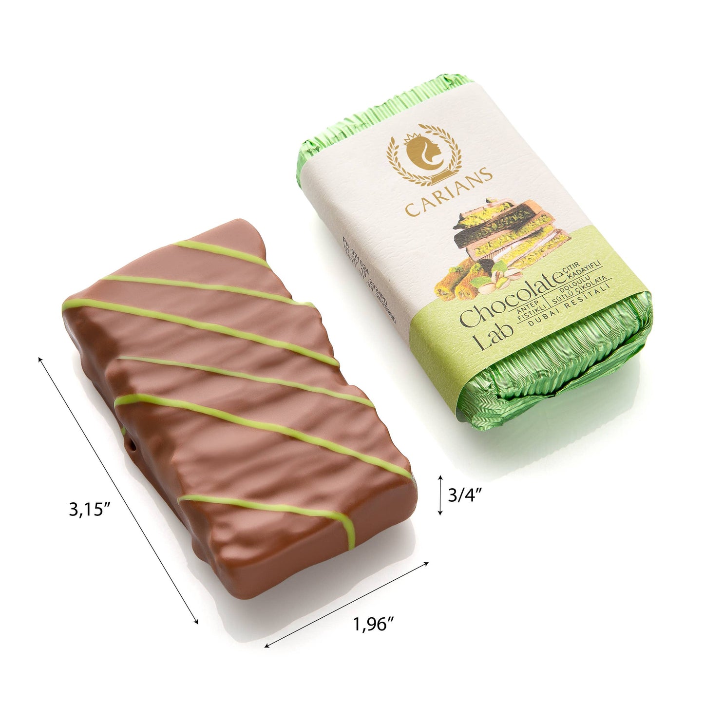 Dubai Chocolate Bar, Premium Pistachio (Bar)