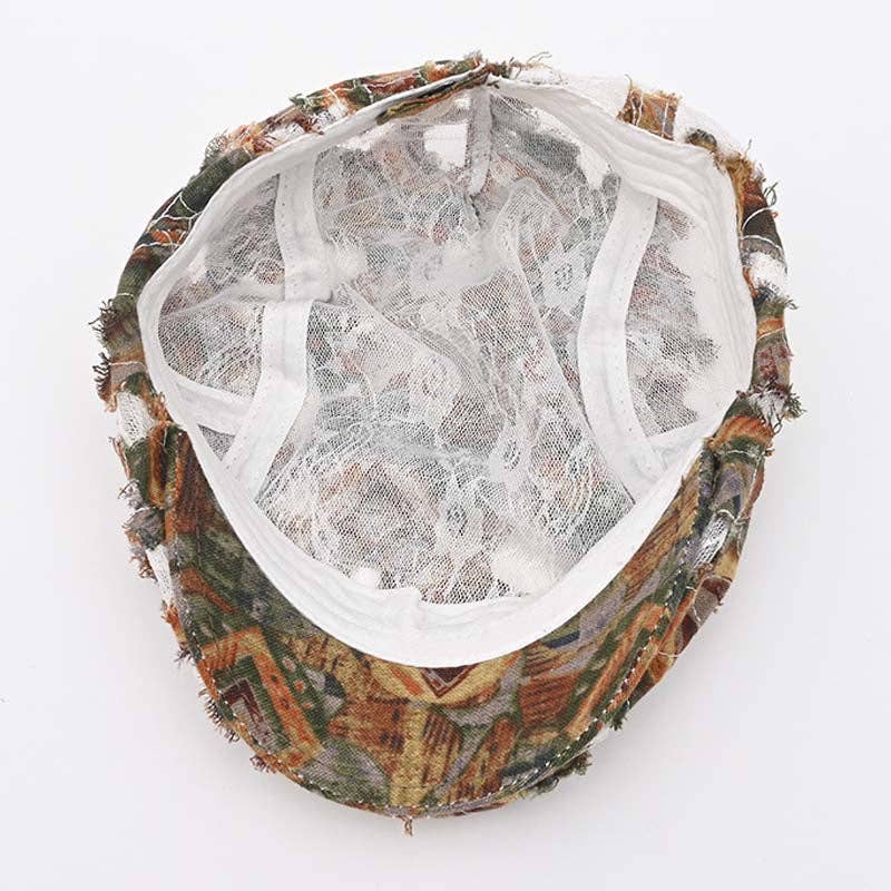 Vintage Distressed Ribbed Mesh Beret Newsboy Cap