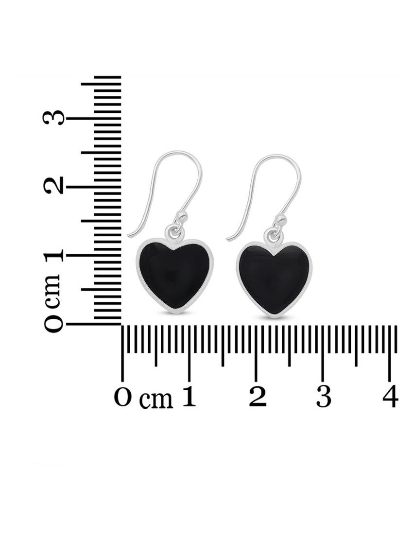 Black Onyx Heart Earrings