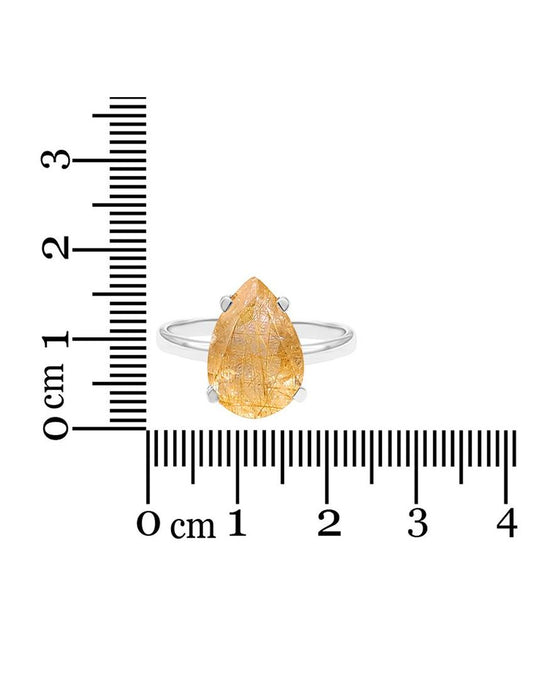 Golden Rutile Cut Ring (with Rhodium) | Size 8