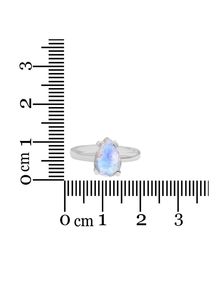 Moonstone Pear Cut Ring (with Rhodium) | Size 8