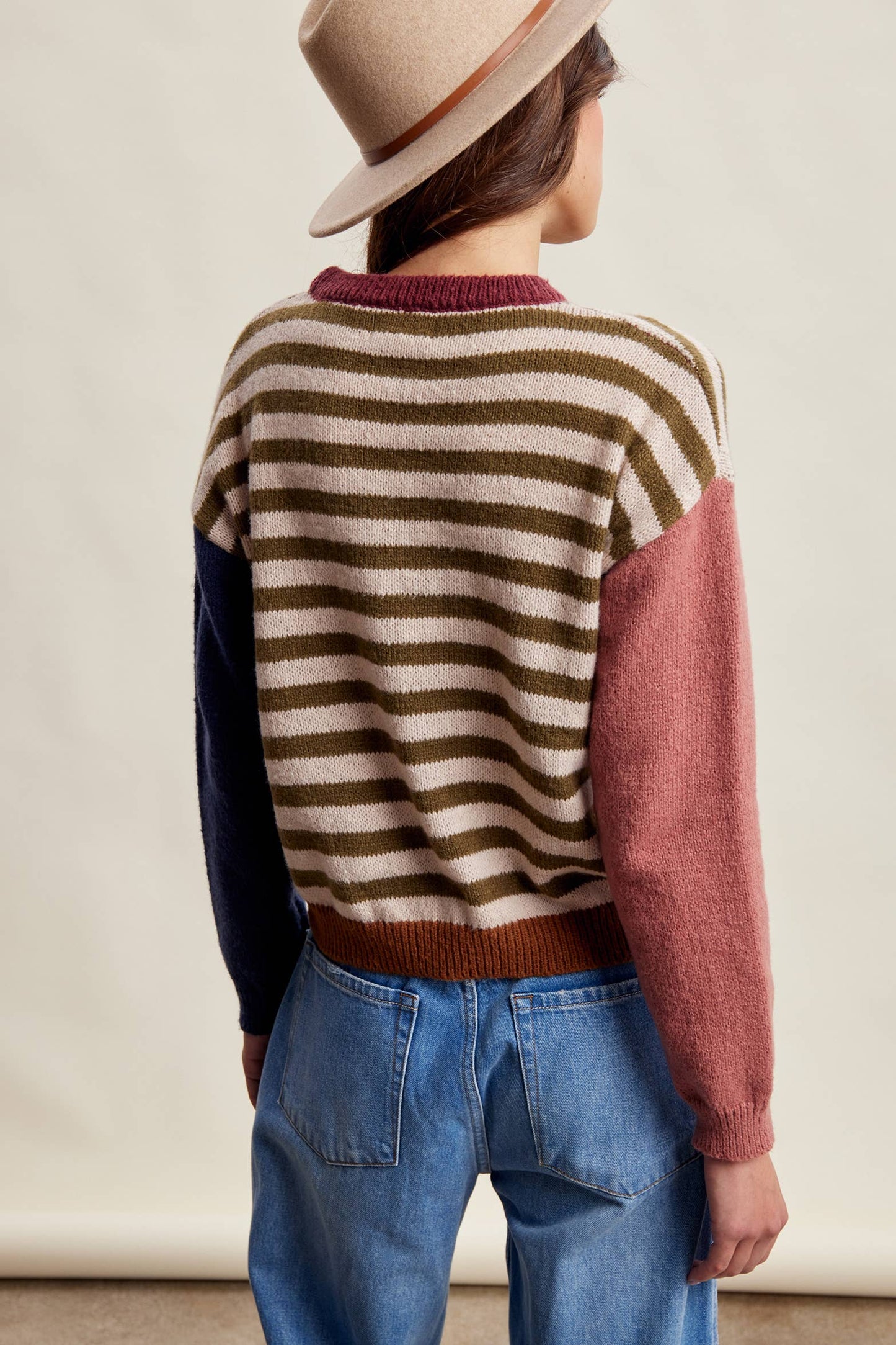 Colorblock Stripe Knit Sweater