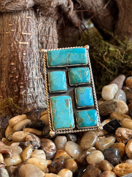 Mojave Turquoise Statement Cluster Ring | Adjustable