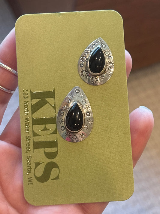 Onyx Sterling Native made post earrings (vintage)