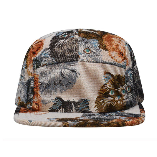 Unique Cat Jacquard 5 Panel Hat Camp Cap