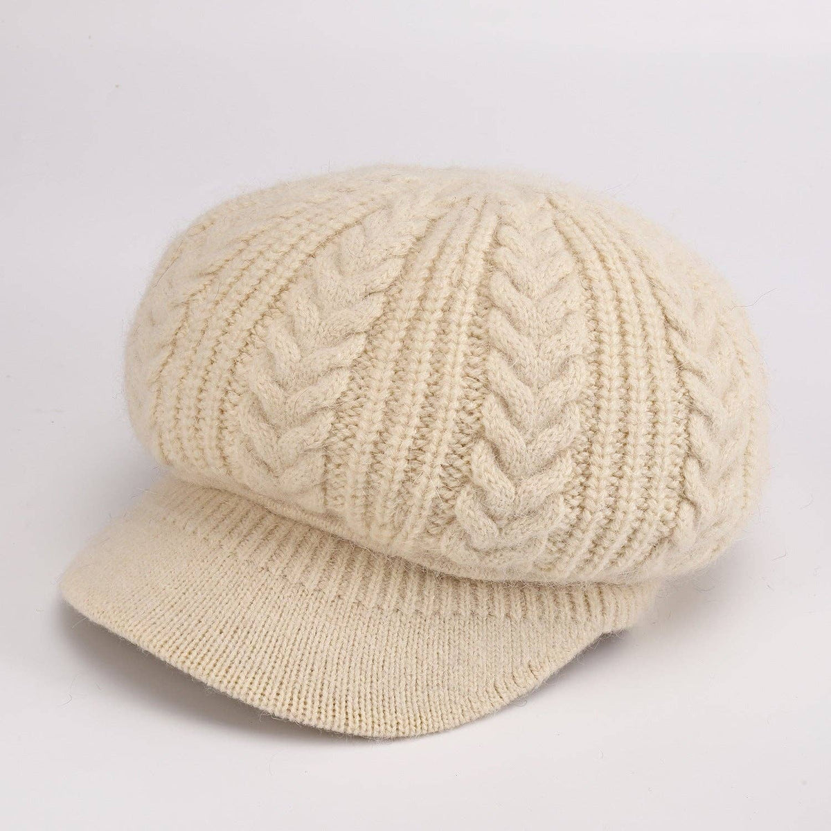 Casual Cable Knit Fleece-Lined Warm Beanie Hat