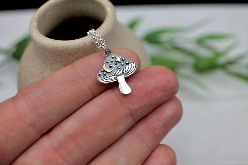 Mushroom & Night Sky Necklace