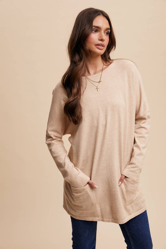 Cozy Knit Pocket Tunic Dress