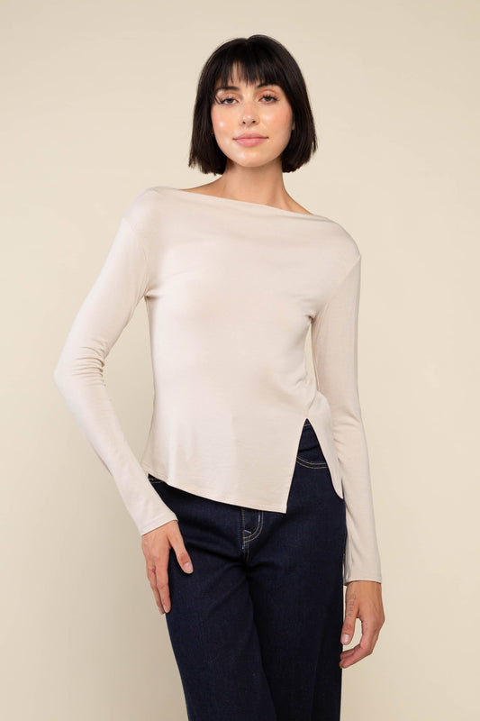 Salem Long Sleeve Boat Neck Top | Bamboo Siro Basic