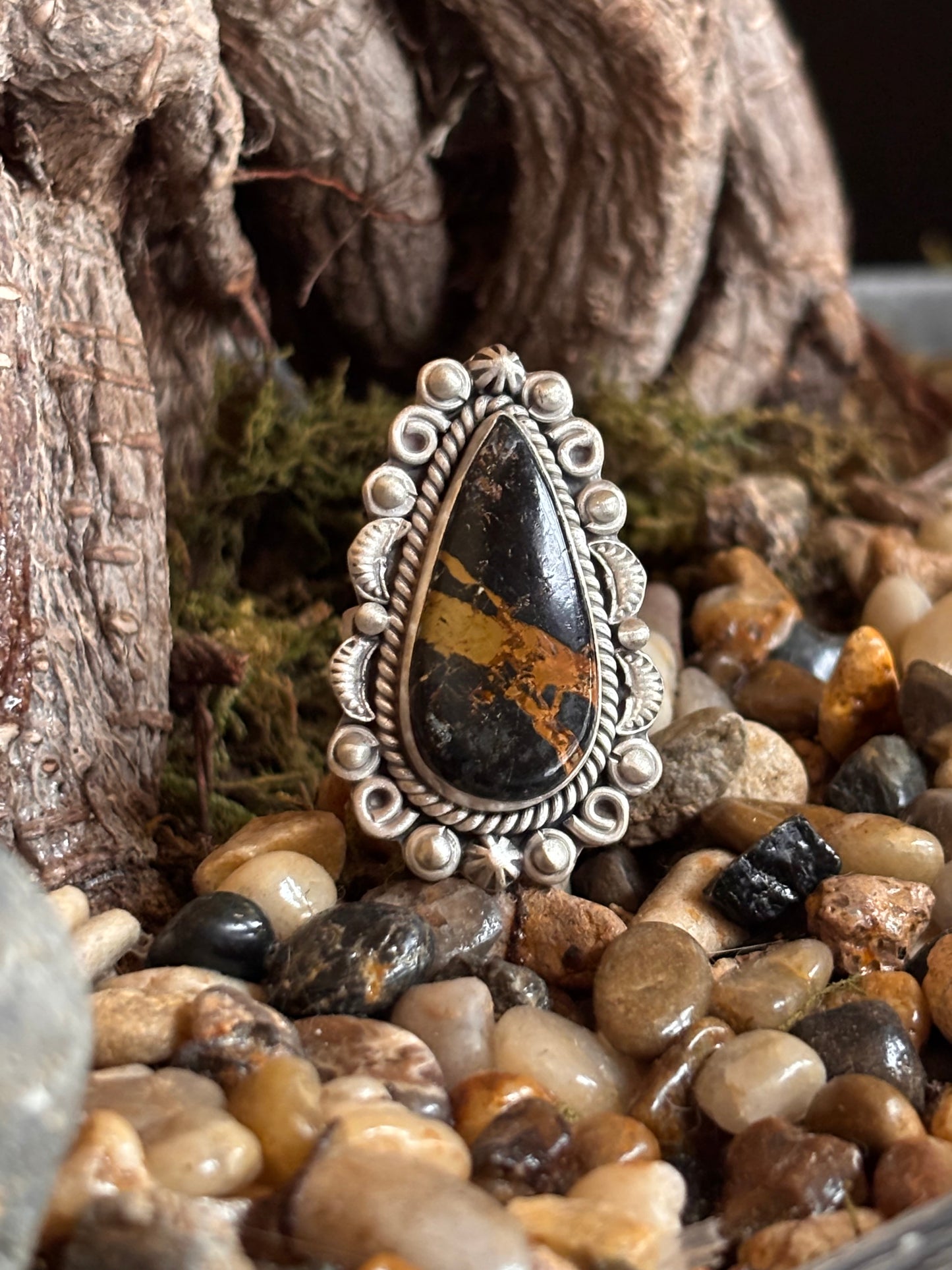 Black Jack Turquoise Ring |Adjustable