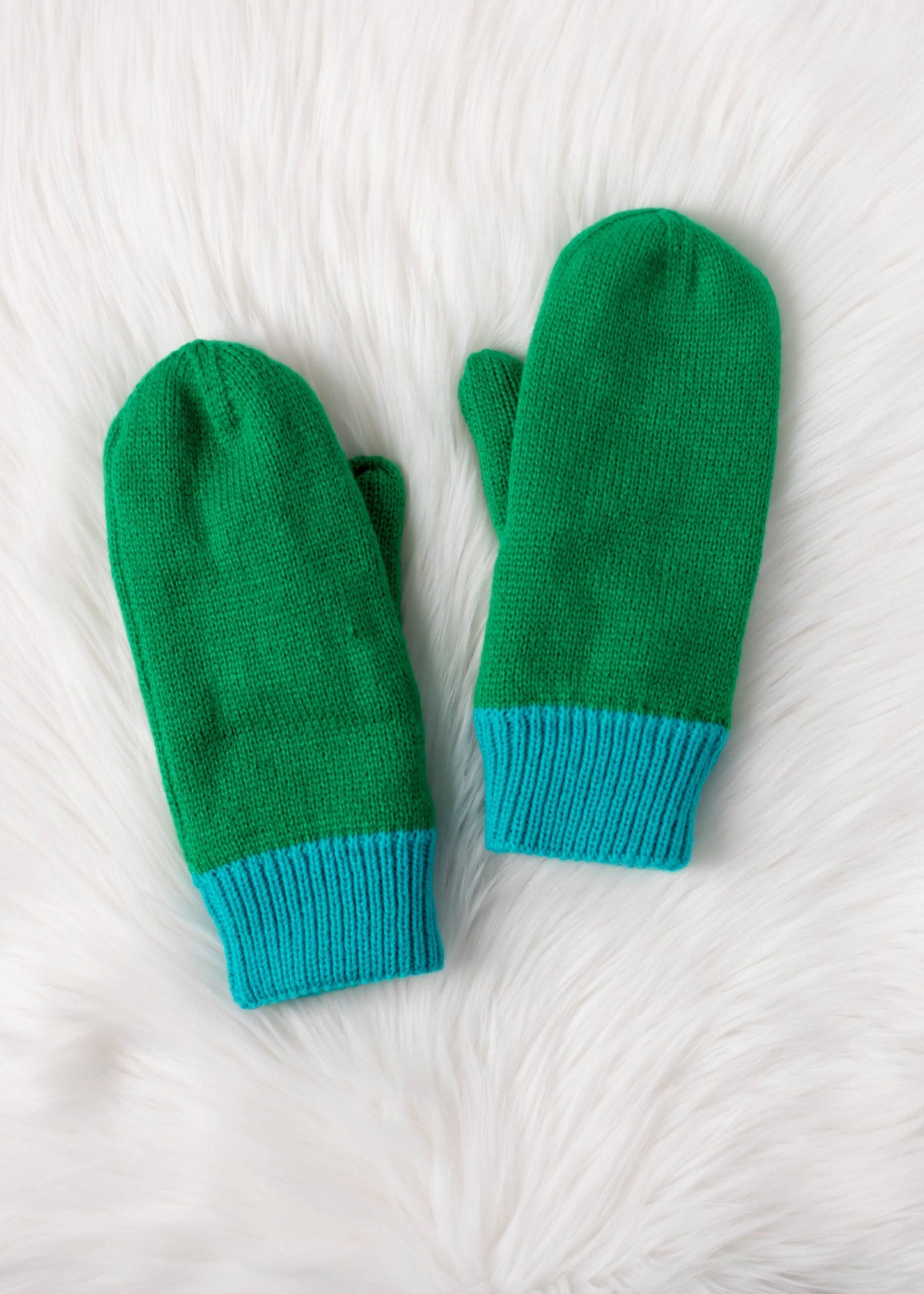 Green & Blue Knit Mittens