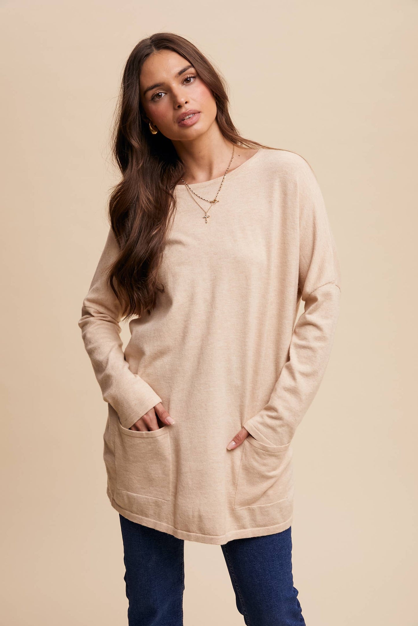 Cozy Knit Pocket Tunic Dress
