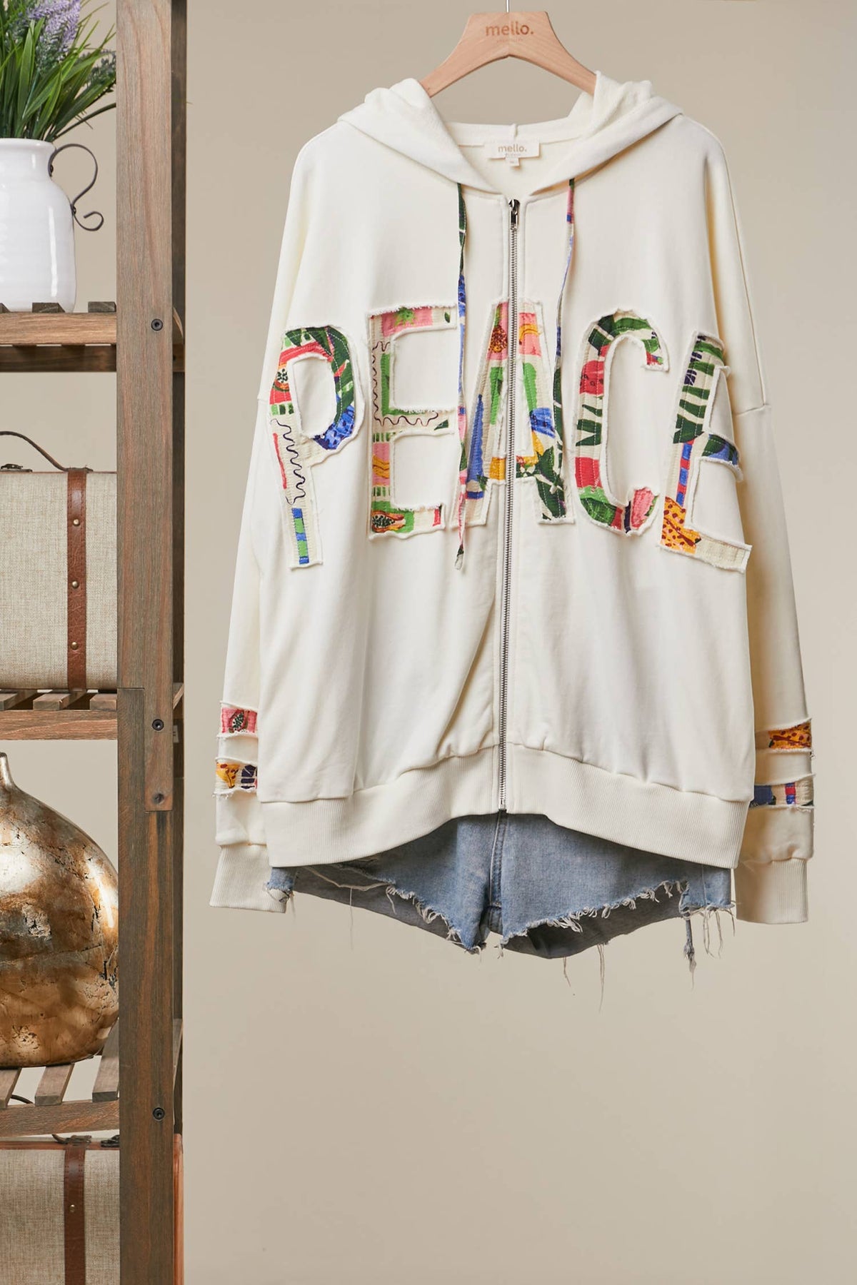 Flower Fabric Detail Hooded Sweatshirt