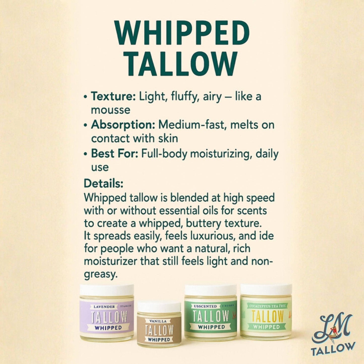 Unscented Whipped Tallow – All-Natural Moisturizer