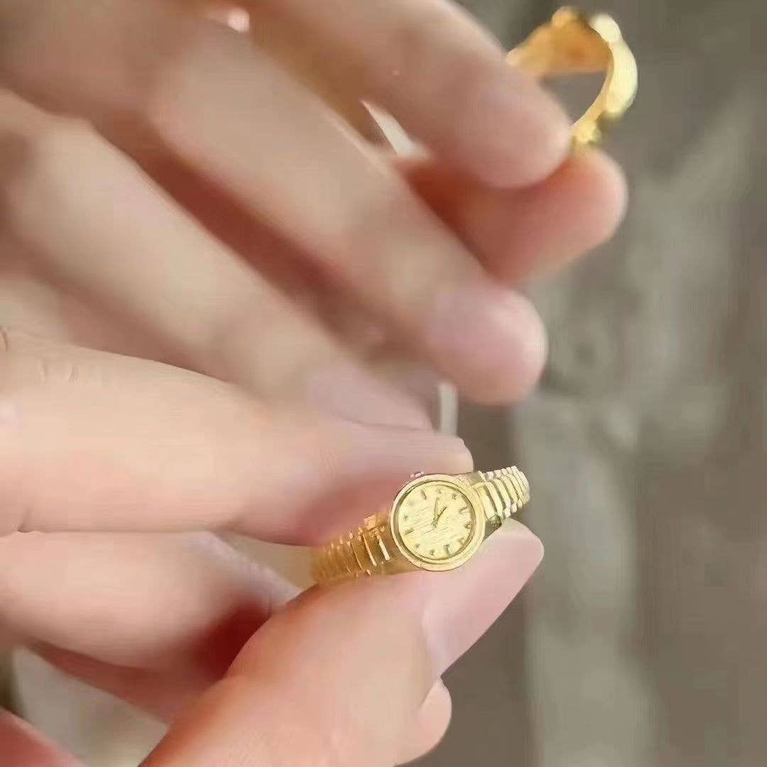 Retro Gold Plated Watch Open Ring