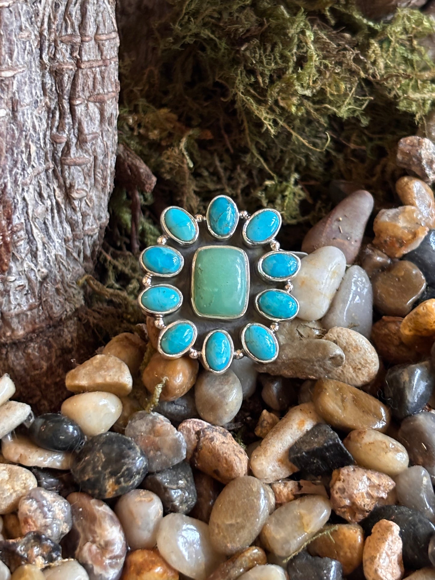 Turquoise & Peridot Ring | Size 8