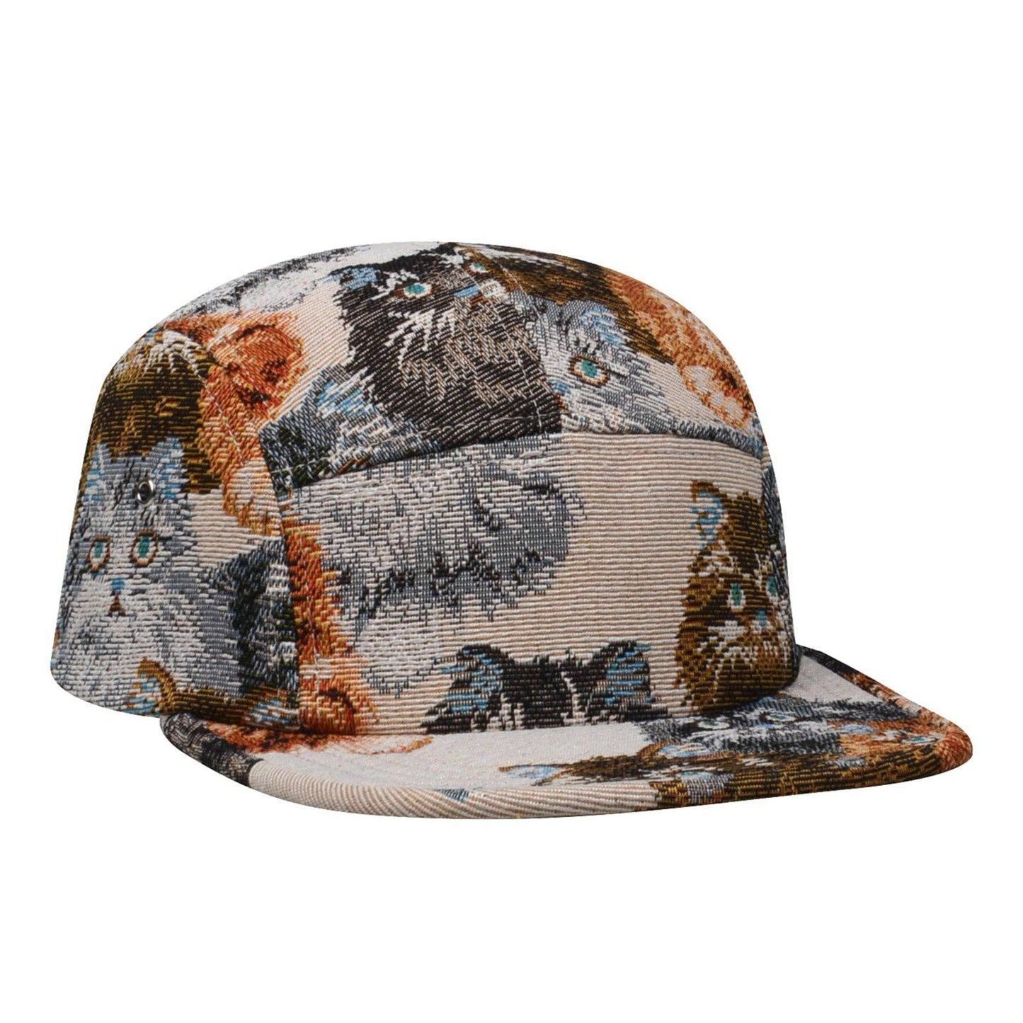 Unique Cat Jacquard 5 Panel Hat Camp Cap