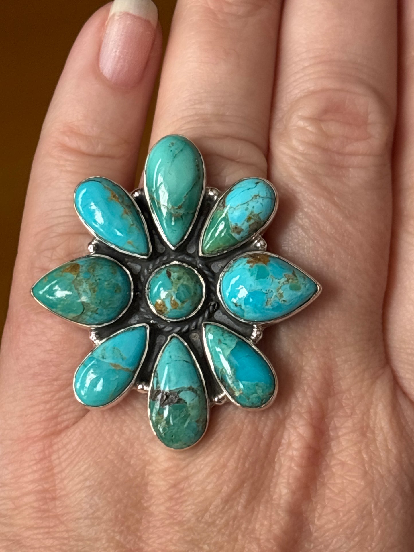 Mojave Turquoise BIG Cluster Ring | Adjustable