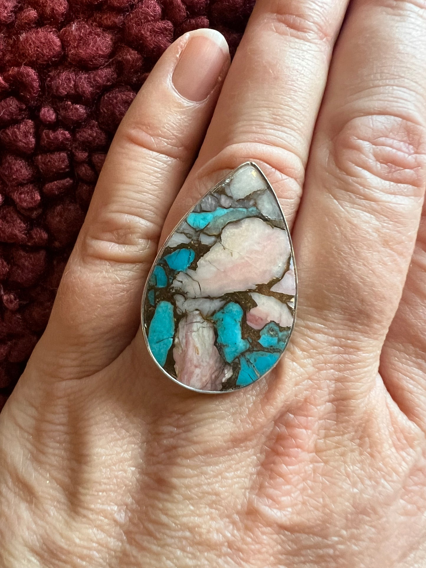 Pink Opal Turquoise Ring | Adjustable