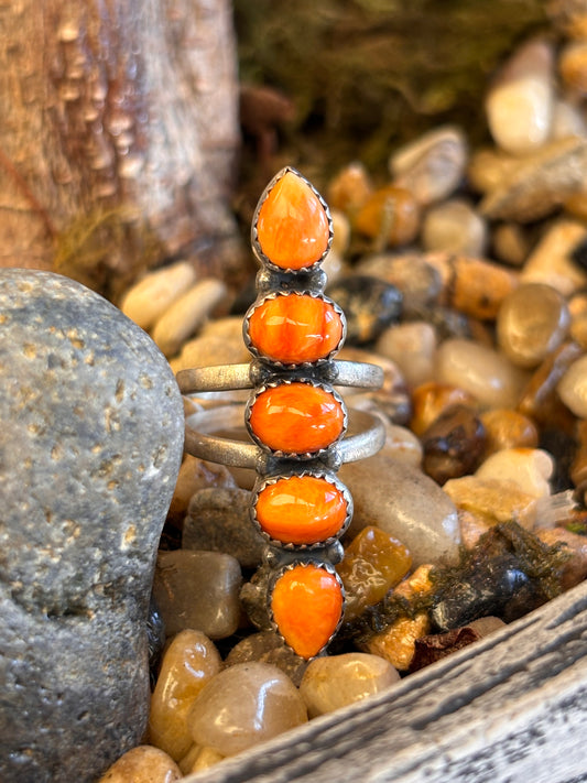 Orange Spiny Crawler Ring | Size 7