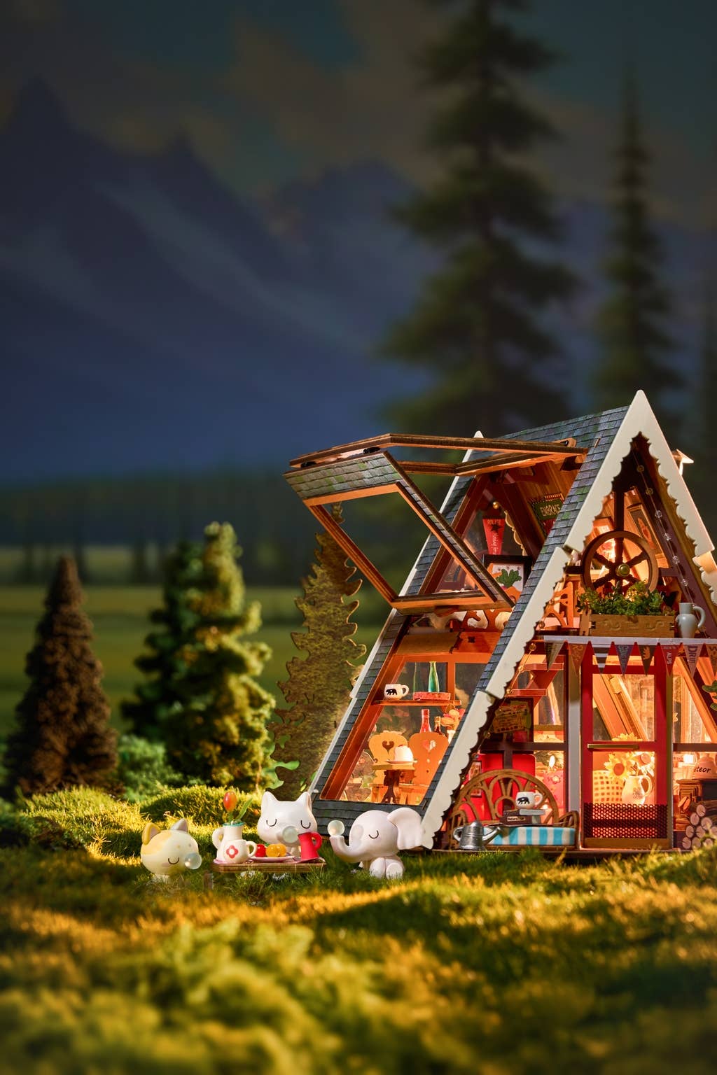 DIY Miniature House Kit: A-Frame Cabin