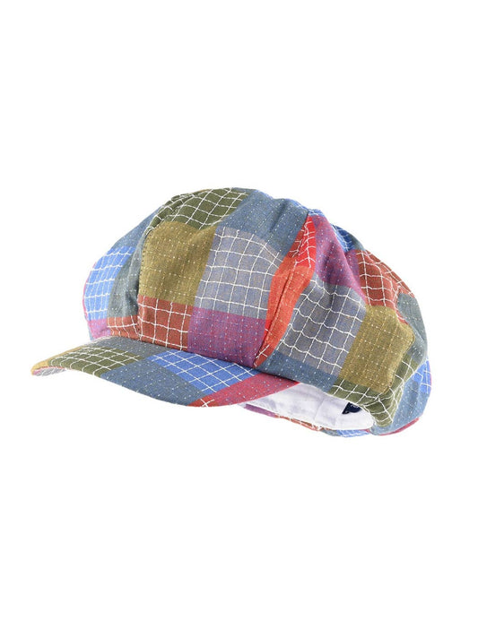 Retro Patchwork Plaid Newsboy Cap