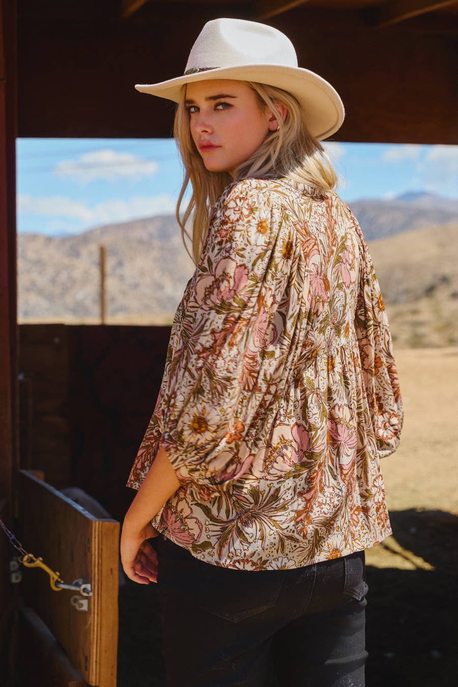 Bohemian Floral Peasant Blouse - Plus