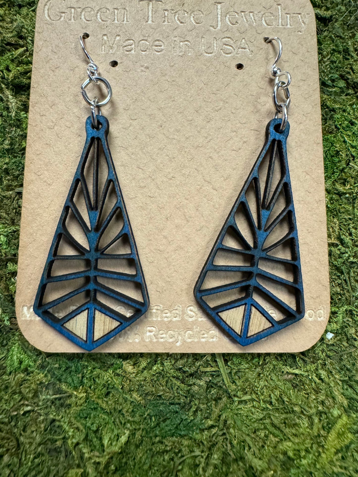 Green Tree Earrings | Geometric Shapes