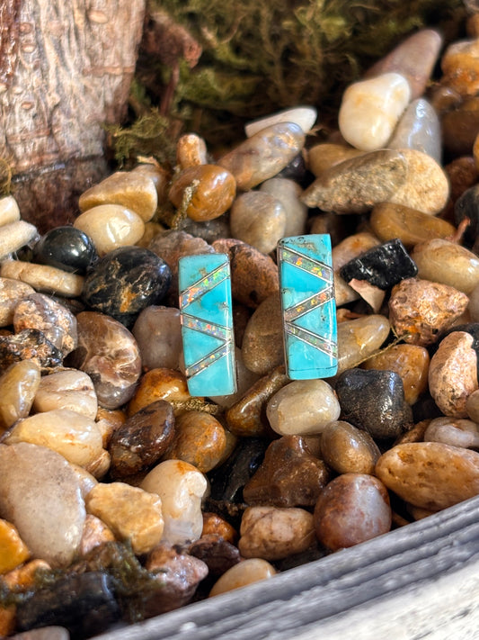 Turquoise Zuni Inlay Earrings