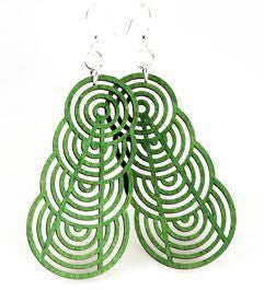 Green Tree Earrings | Geometric Shapes