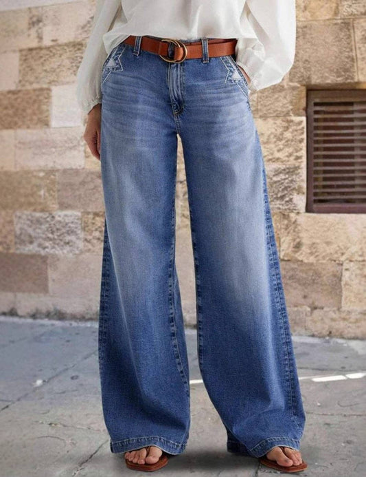 Vintage Washed Straight Leg Simple Jeans