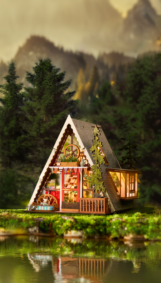 DIY Miniature House Kit: A-Frame Cabin