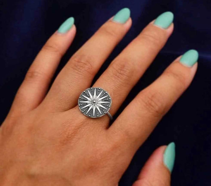 Sun Mandala Silver Ring