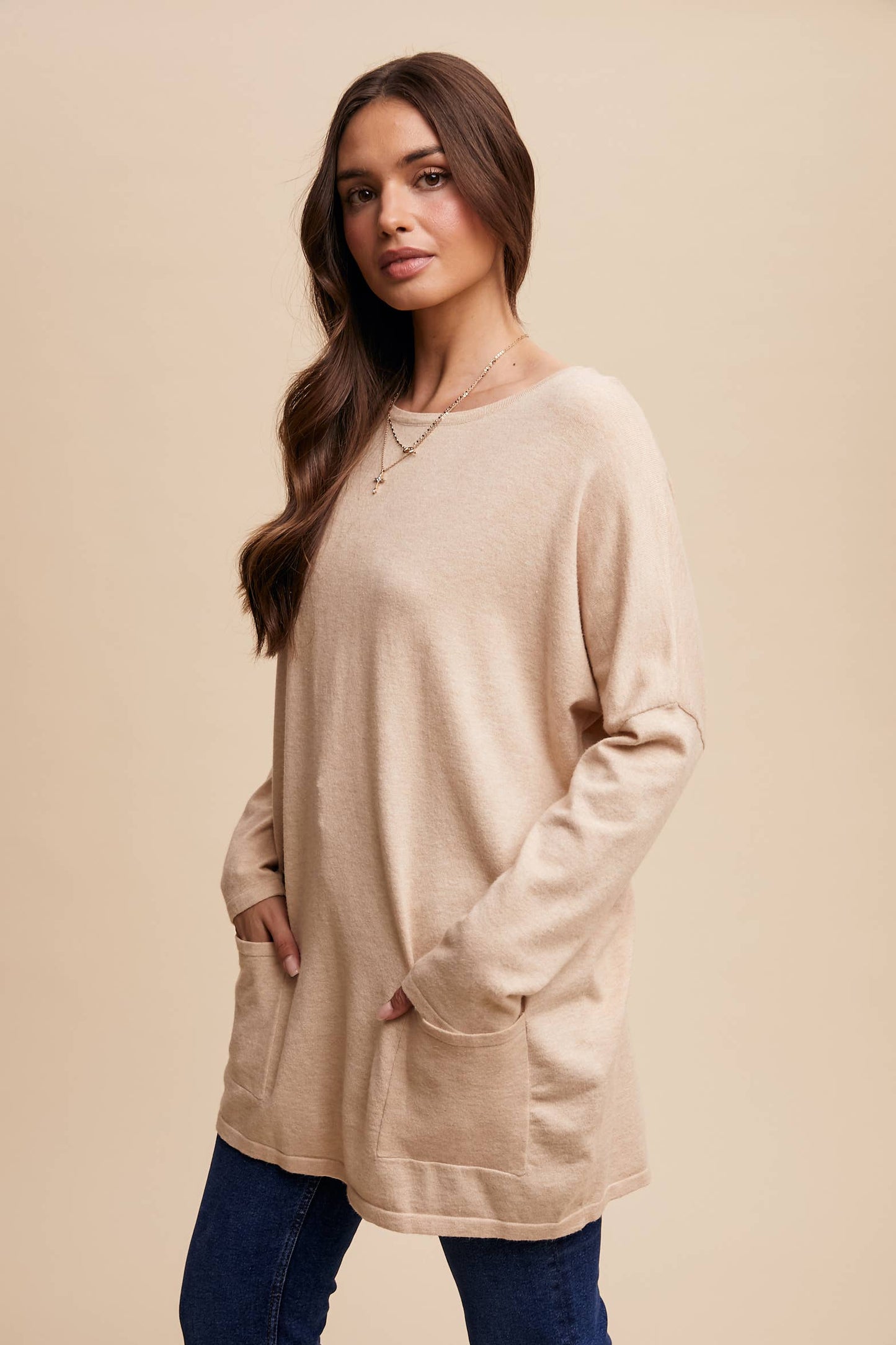 Cozy Knit Pocket Tunic Dress