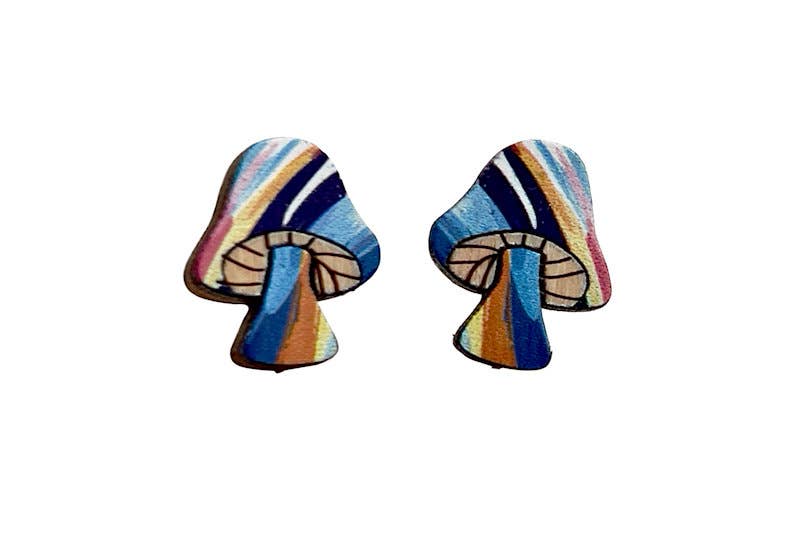 Psychedelic Mushroom Stud Earrings