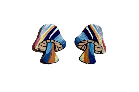 Psychedelic Mushroom Stud Earrings