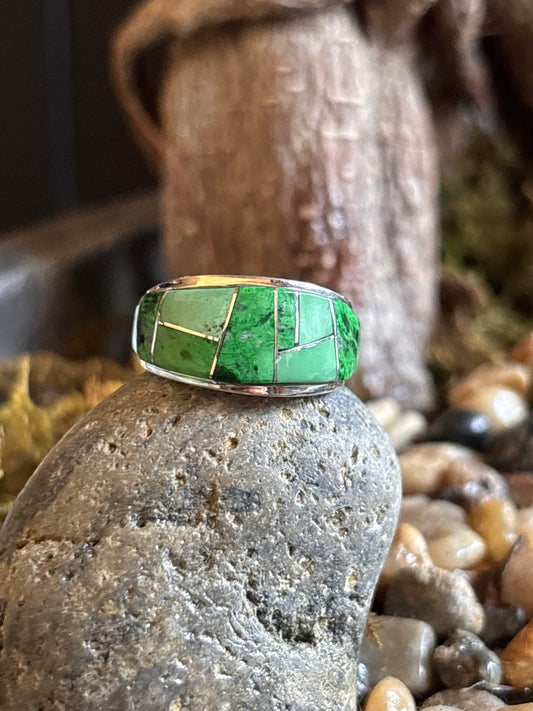 Multi-Stone Inlay Navajo handmade by Edison Yazzie | Size 7