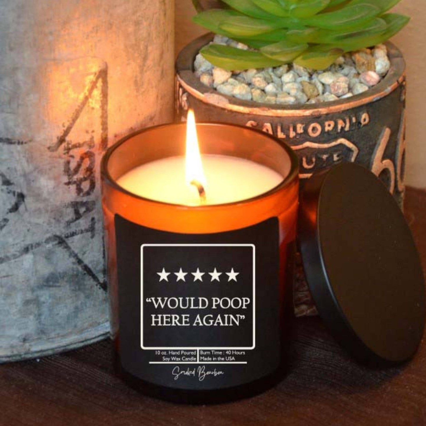 5 Star Funny Bathroom Candle - Smoked Bourbon Scent