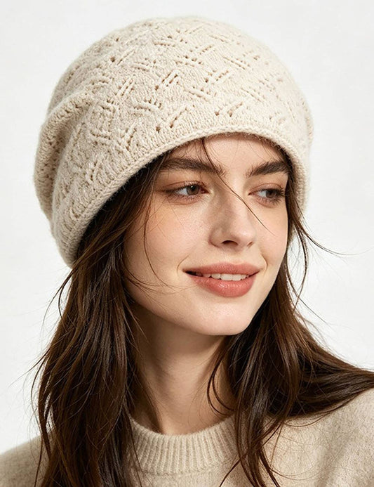 Hollow Out Jacquard Warm Knit Beanie