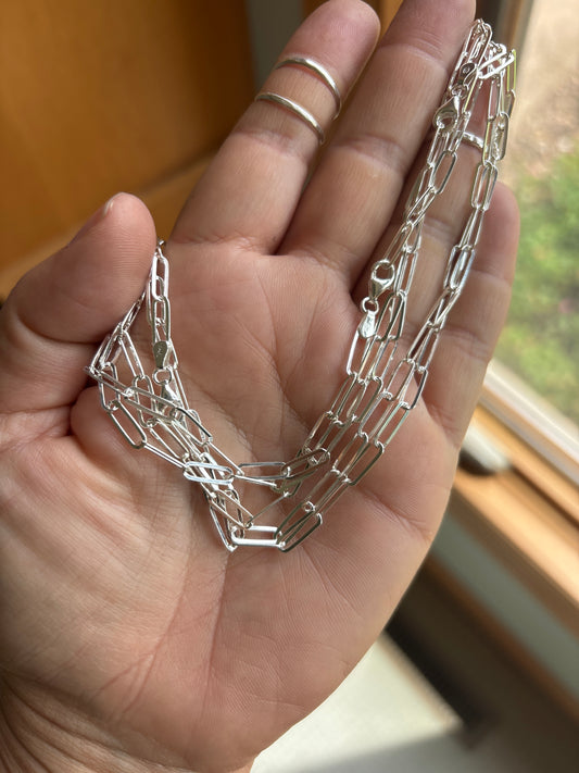 18” Sterling Silver Paperclip Necklace